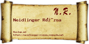 Neidlinger Rózsa névjegykártya